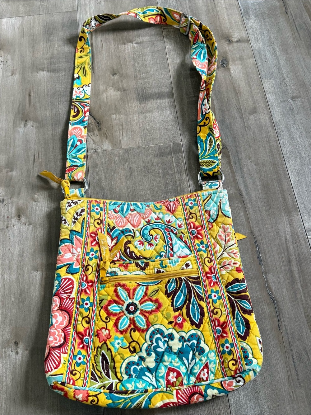 Vera Bradley Provencal Yellow Crossbody Purse Hipster Paisley Fall Colorful